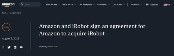 17亿美元，亚马逊拟收购扫地机器人鼻祖，为智能家居野心铺路
